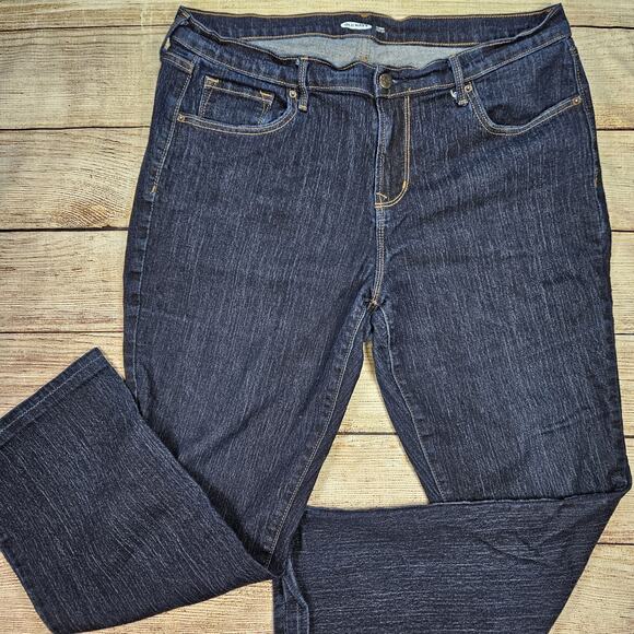 Old Navy Curvy Bootcut Stretch Denim Blue Jeans Womens Size 14 Custom Hem - Picture 1 of 9
